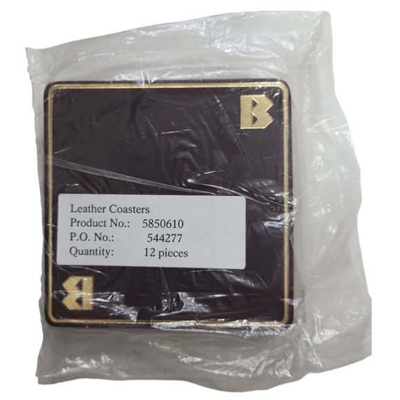 VINTAGE Leather Coasters NWT- Bank of Montreal (Burgundy, Brown, Gold) - Picture 3 of 4